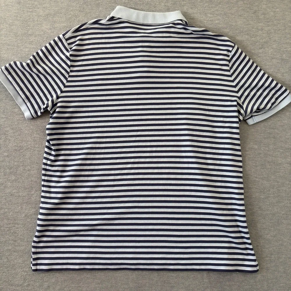 Polo Ralph Lauren Mens XL Striped Short Sleeve Polo Shirt Navy Light Blue Cotton